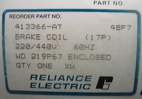 Image for RELIANCE 413366-AT BRAKE COIL